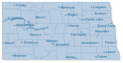 Map of North Dakota