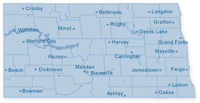 Map of North Dakota