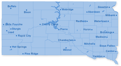 Map of South Dakota