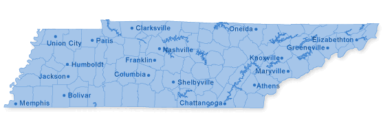 Map of Tennessee